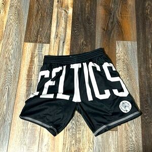 Black and white Celtics shorts